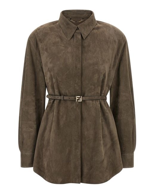 Fendi Green Suede Shirt