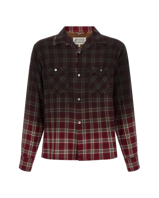 Maison Margiela Brown Check Shirt With Gradient Effect for men