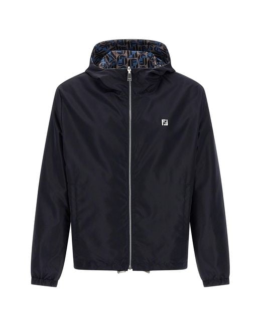 Fendi Blue 'Nity' Reversible Windbreaker for men