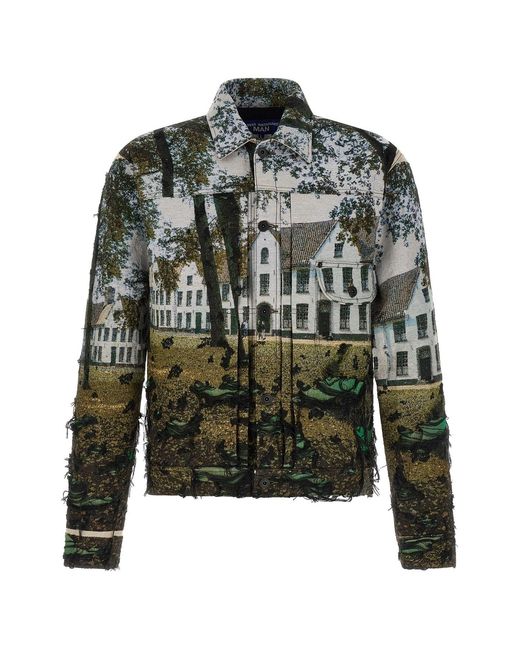 Junya Watanabe Green Jacquard Square Jacket for men