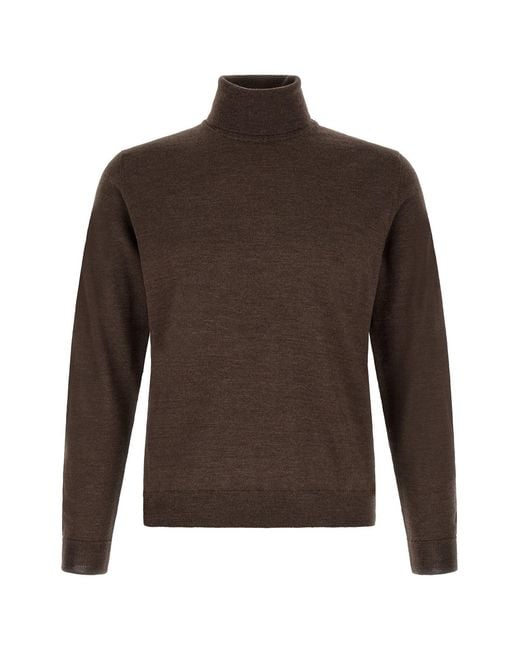 Zanone Brown Turtle-neck Sweater for men