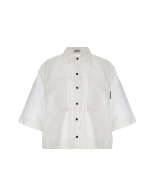Brunello Cucinelli White Semi-sheer Shirt