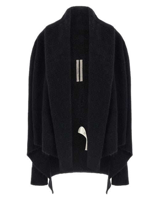 Rick Owens Black 'hooded Medium Wrap' Cardigan