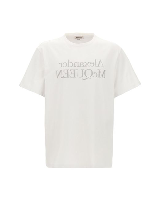 Alexander McQueen White Logo Print T-shirt for men