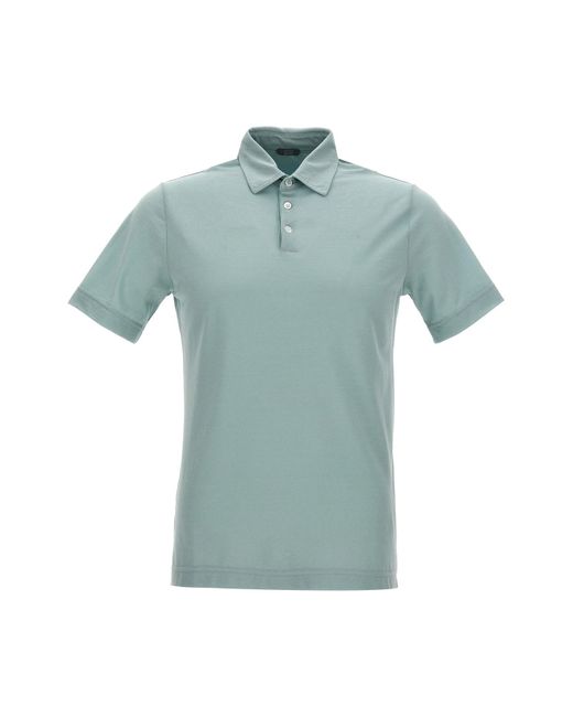 Zanone Blue Ice Cotton Polo Shirt for men