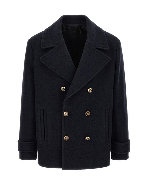 Balmain Blue Wool Caban for men