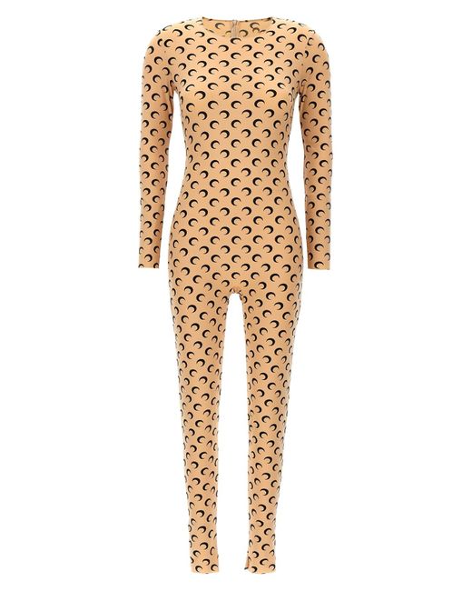 MARINE SERRE Natural Catsuit "All Over Moon"