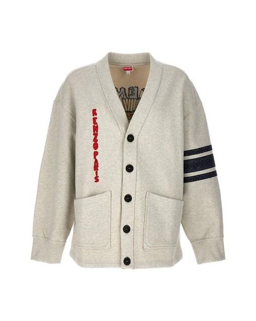 KENZO White 'drawn Varsity' Cardigan for men