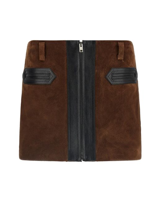 Marni Brown Leather Skirt