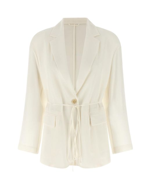 Brunello Cucinelli White Silk Blazer