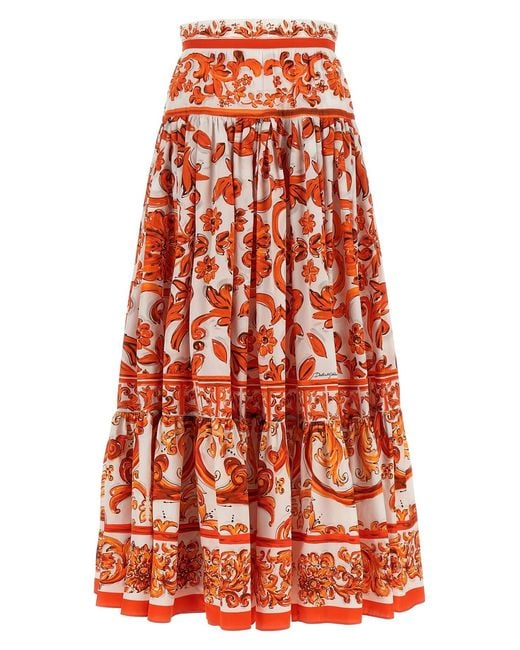 Dolce & Gabbana Orange 'maiolica' Skirt