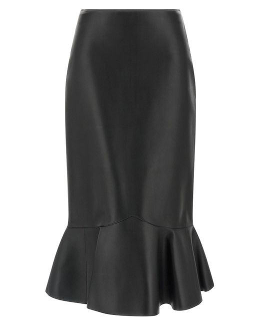 Fendi Black Peplum-Detail Midi Skirt
