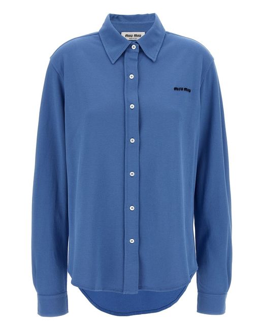 Miu Miu Blue Piquã Cotton Shirt