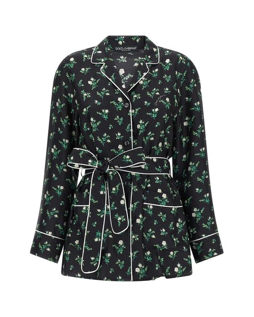 Dolce & Gabbana Black Roselline And Lily Of The Lilies Of The Flowers Printe