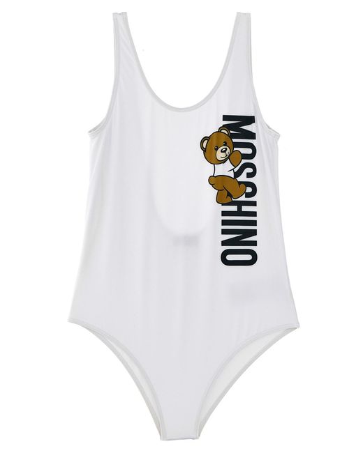 Moschino White One-piece Swimsuit With Logo Print