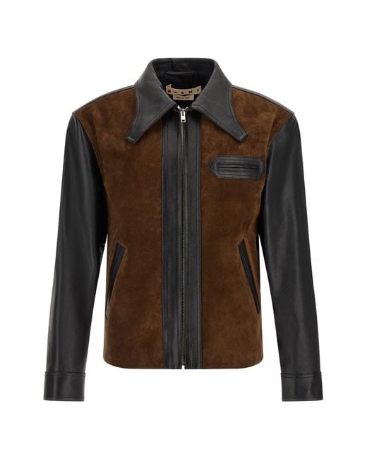 Marni Black Leather Jacket for men