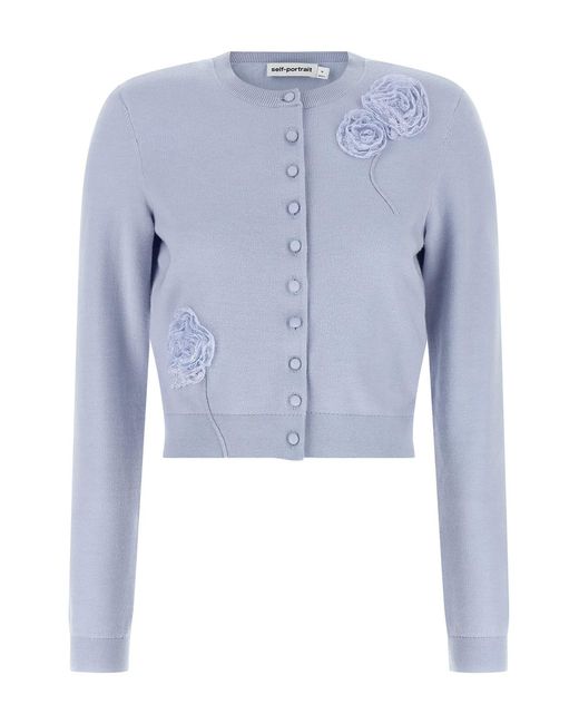 Self-Portrait 'blue Flower Knit' Cardigan