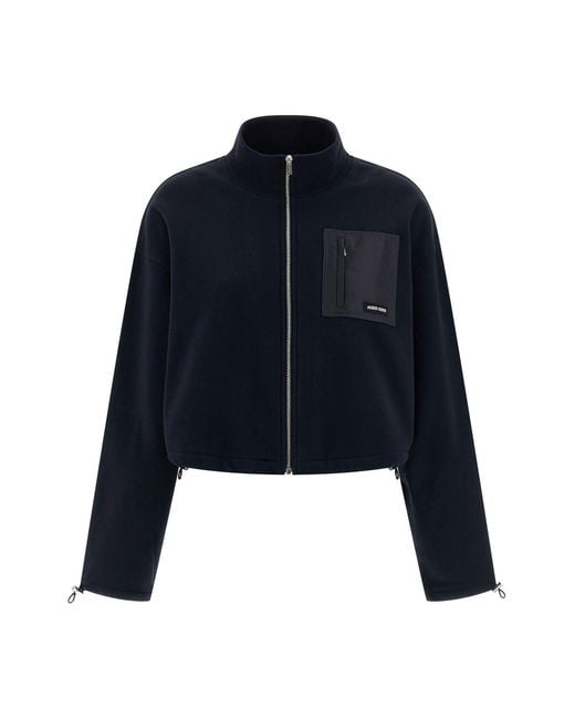 Miu Miu Blue Nylon Pocket Sweatshirt