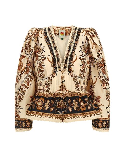 Farm Rio Metallic 'majestic Garden Sand' Blouse
