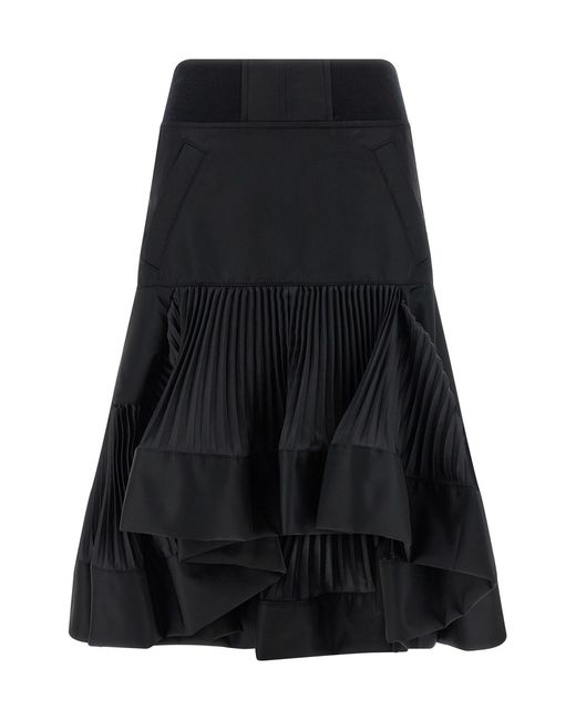 Sacai Black Pleated Insert Skirt