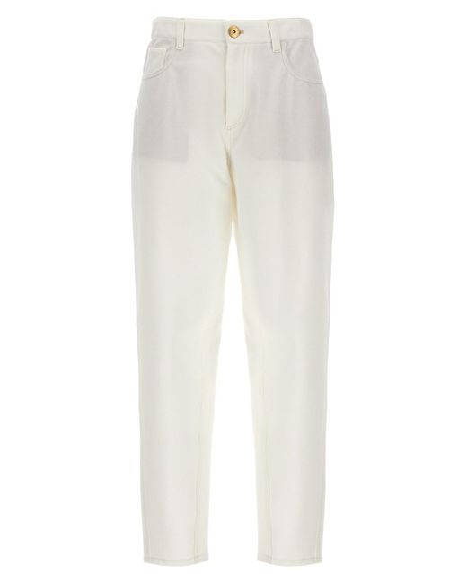 Brunello Cucinelli White Jersey Trousers