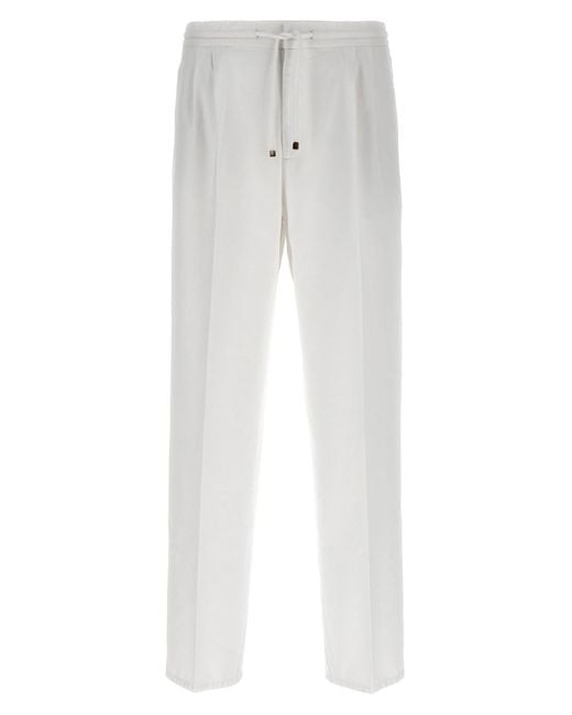 White cotton cheap drawstring pants