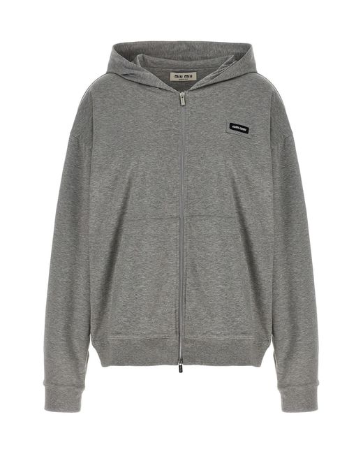 Miu Miu Gray Logo Hoodie