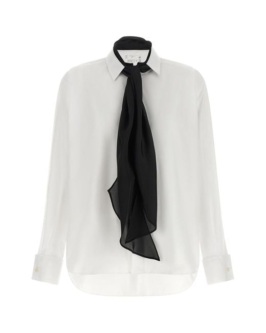 Sacai White Scarf Shirt