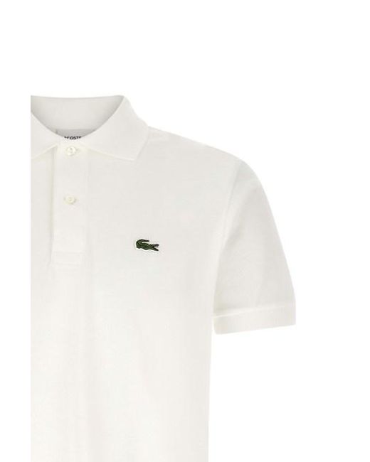 Polo Patch Logo di Lacoste in White da Uomo