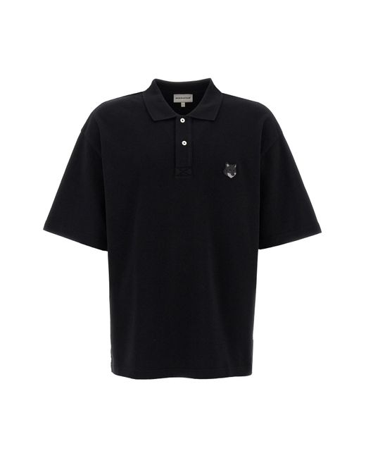 Maison Kitsuné Black 'bold Fox Head' Polo Shirt for men