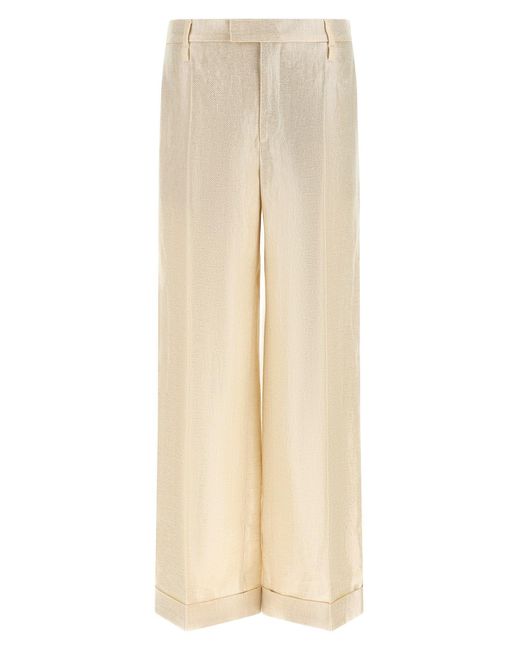 Brunello Cucinelli Natural Lamé Linen Pants