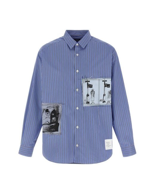 Comme Des GarÃ§ons Homme Blue Patch Striped Shirt for men