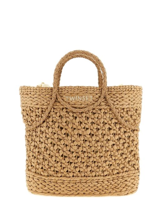 Twinset Brown Straw Shopping Bag