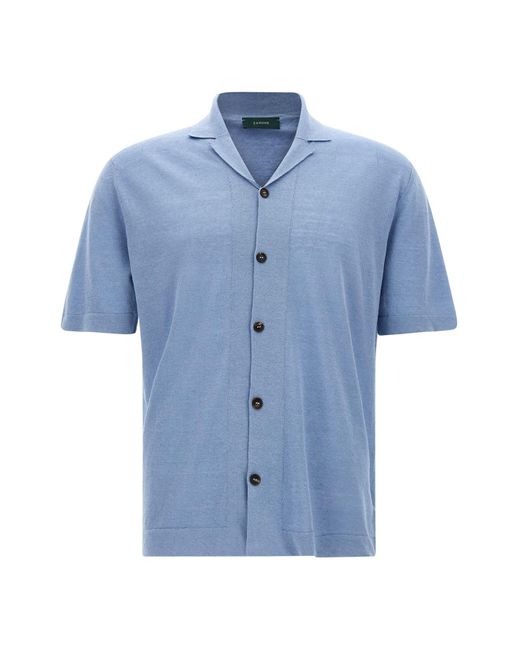 Zanone Blue Short Sleeve Shirt for men