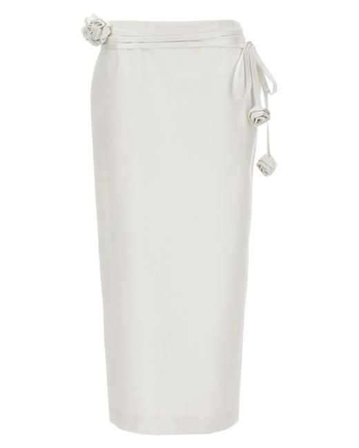 Magda Butrym White Floral Detail Midi Skirt