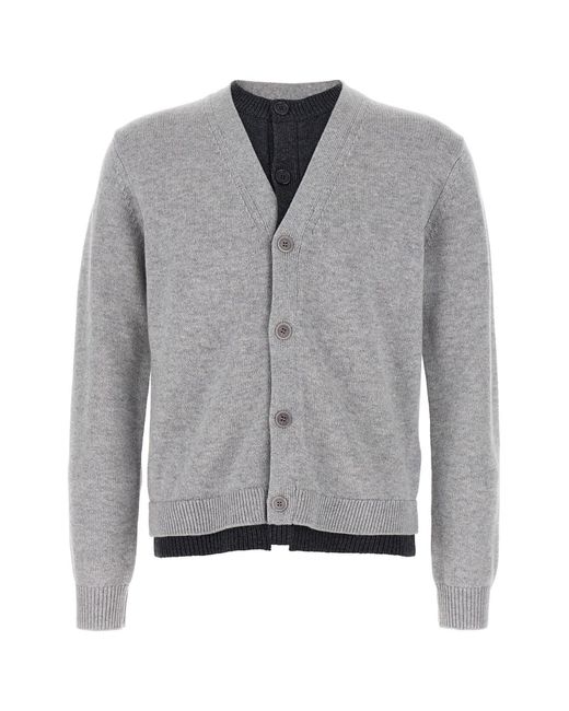 J.W. Anderson Cardigan "Contrast Layered" in Gray für Herren