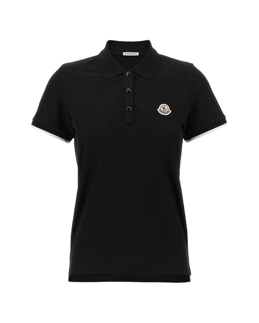 Moncler Black Polohemd Mit Logoaufnäher