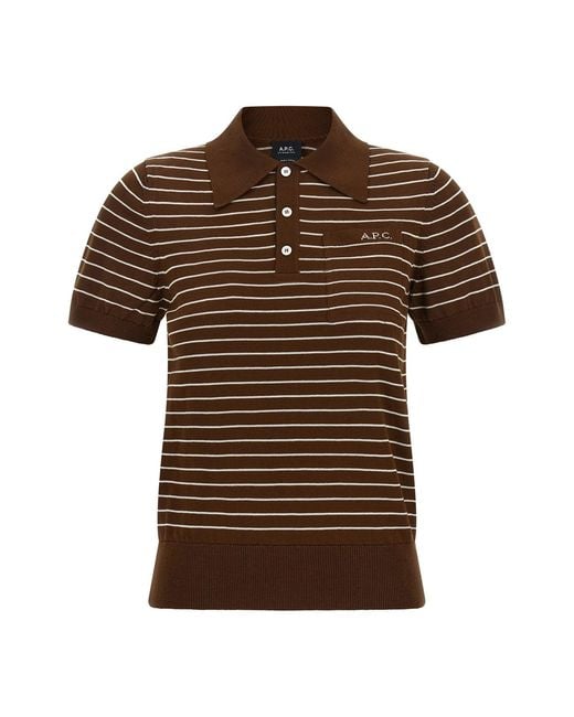 A.P.C. Brown 'aline' Polo Shirt