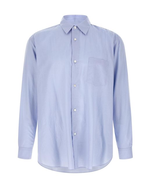Ssstein Blue Cotton And Silk Shirt for men