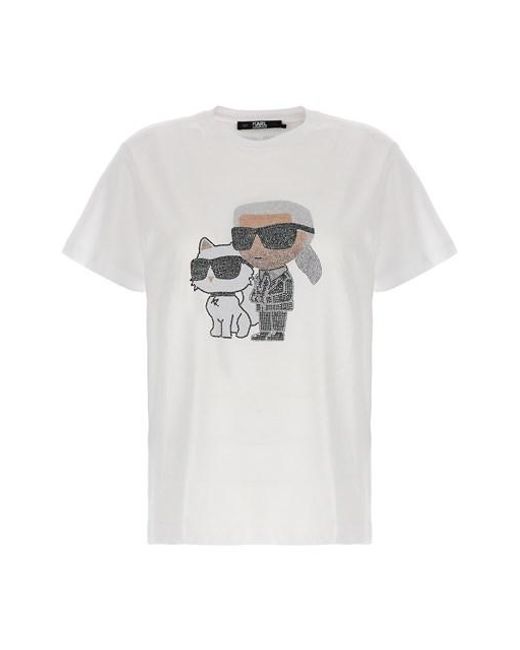 Karl Lagerfeld White 'ikonik 2,0' T-shirt