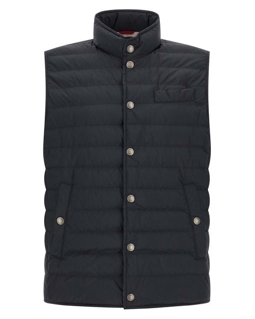 Brunello Cucinelli Black Techno Fabric Vest for men