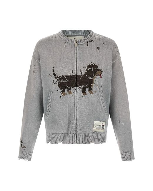 Maison Mihara Yasuhiro Gray 'dog Jacquard Knit' Cardigan for men