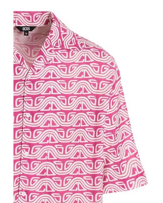 Camicia 'Waved Logo' di Gcds in Pink da Uomo