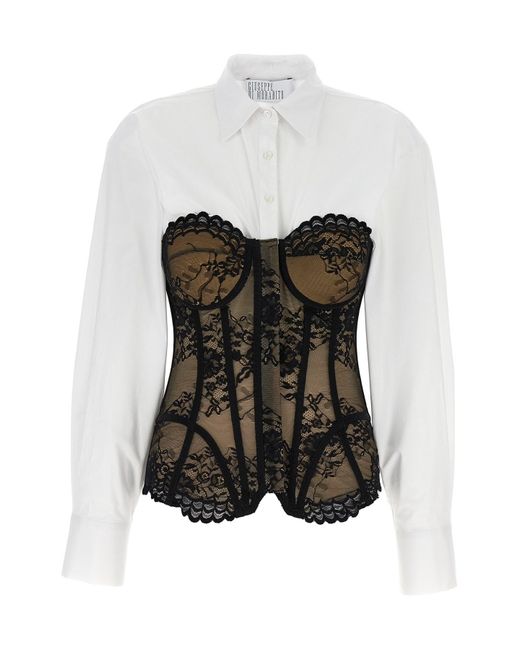 GIUSEPPE DI MORABITO White Lace Bodice Insert Shirt