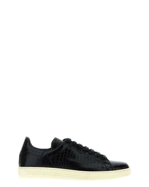 Tom Ford Black Croc Print Sneakers for men
