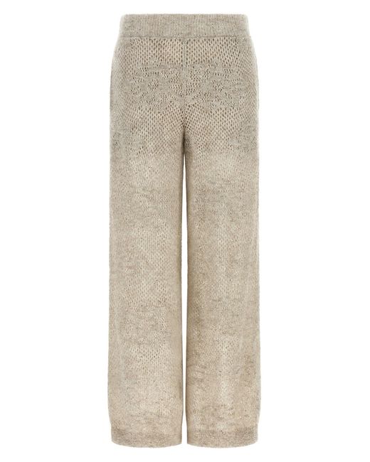 Brunello Cucinelli Natural 'dazzling Abstact Leaf' Pants