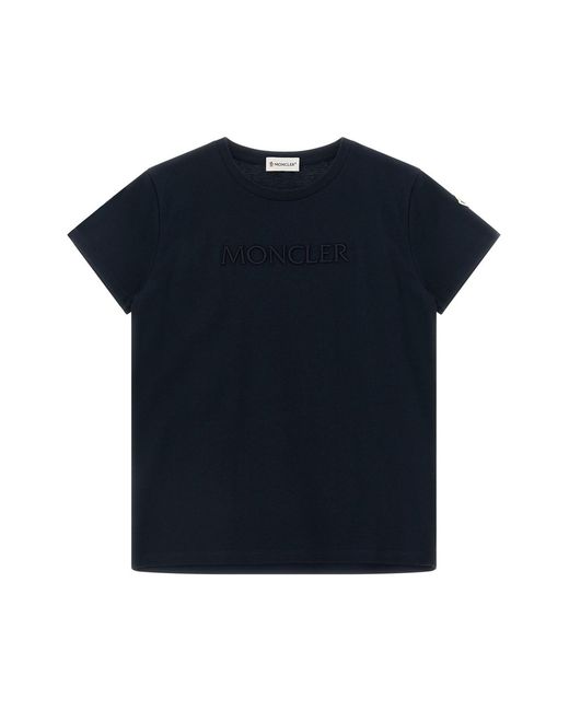 Moncler Blue Logo Embroidery T-shirt