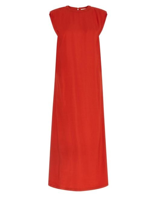 Nude Red Round-neck Dress