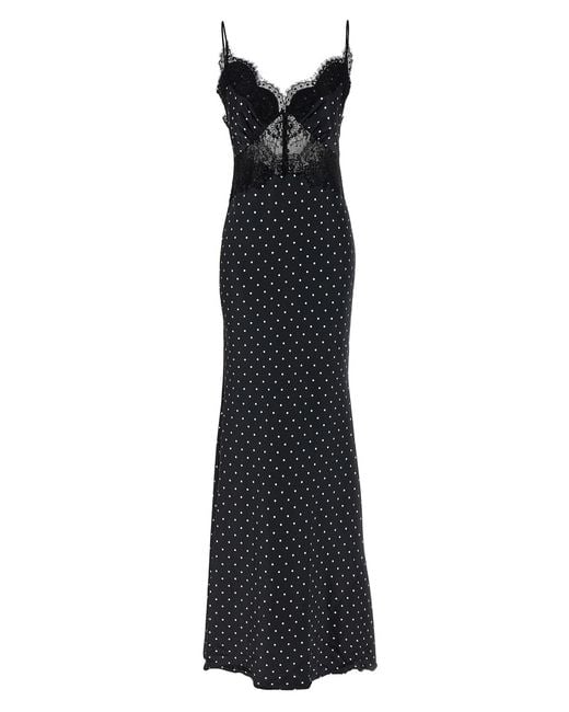 Self-Portrait Black Kleid "Polka Dot Satin Lace Maxi"
