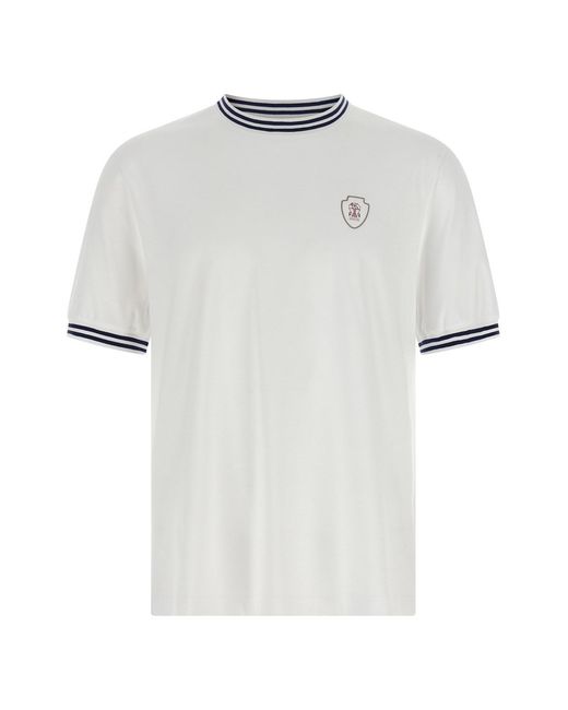 Brunello Cucinelli White Solomeo Coat Of Arms T-shirt for men